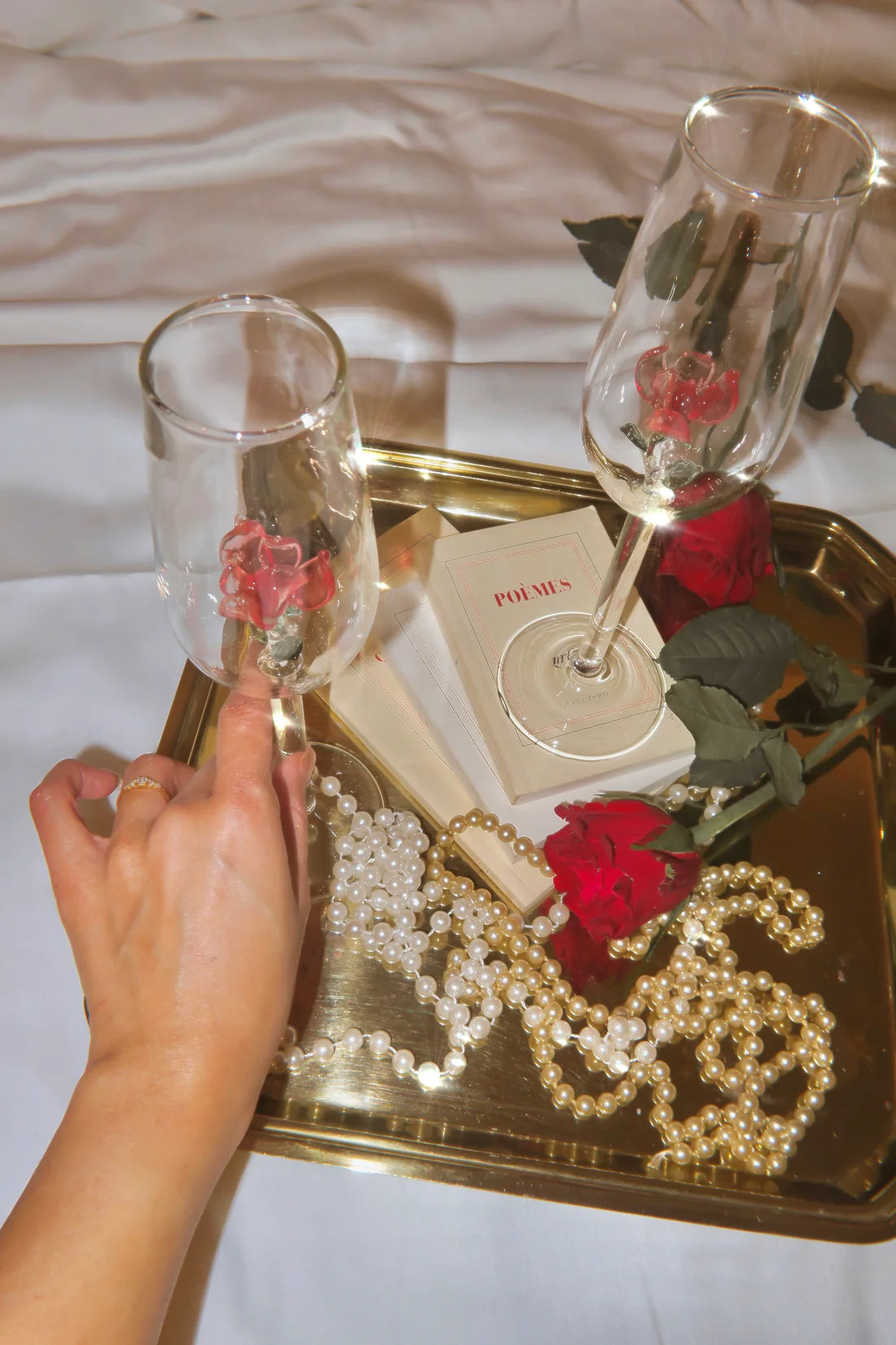 Red Rose Champagne Flute