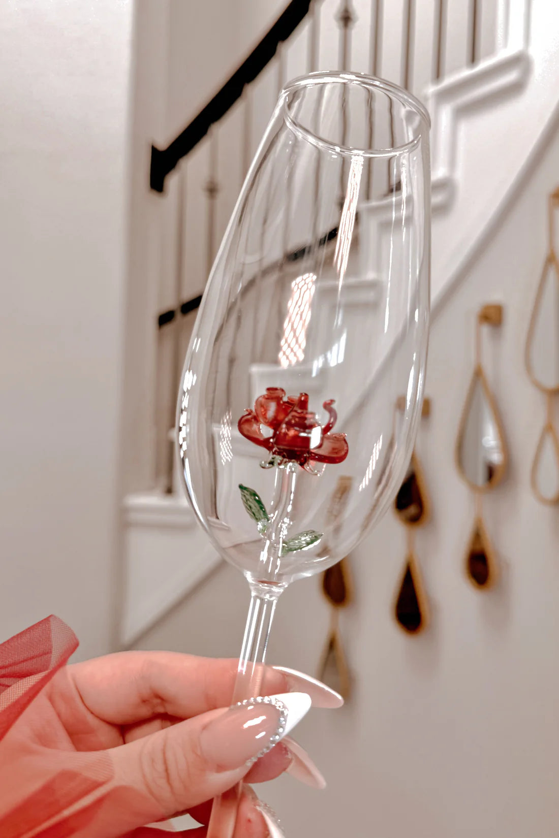 Red Rose Champagne Flute
